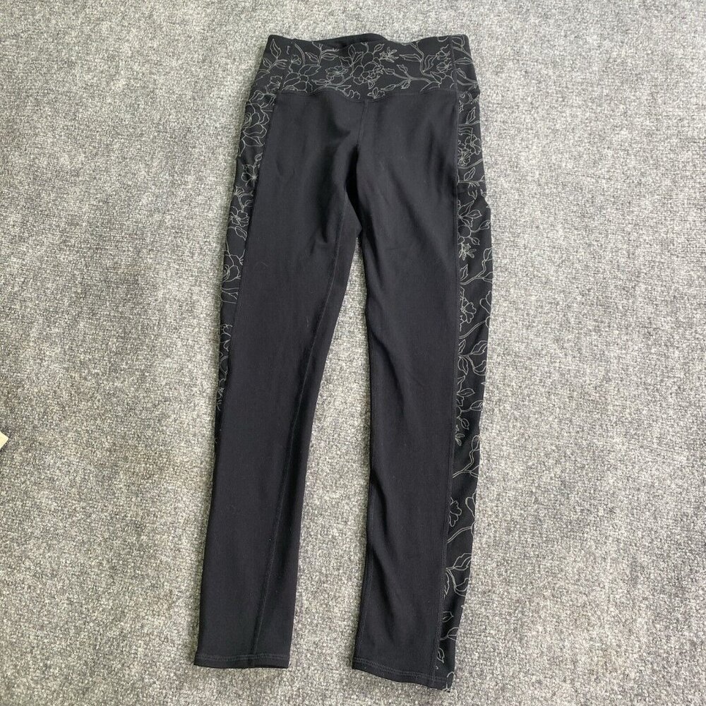 Skechers Leggings Pants Women S Black Floral Yoga Athletic Pockets Fitness Sport